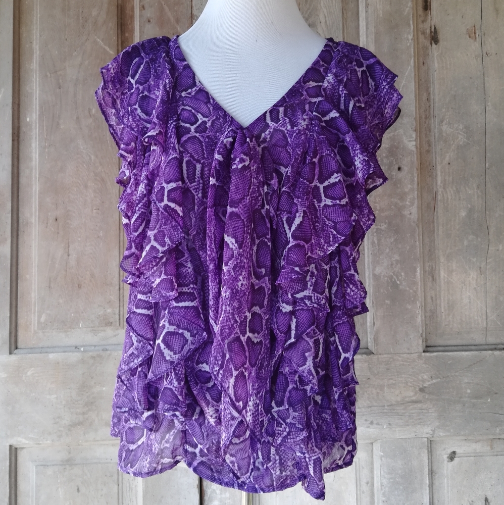 Purple Python Ruffle Top - image 1